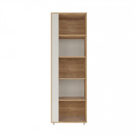 Manhattan Comfort 12LC4 Cypress Mid-Century- Modern Bookcase with 5 Shelves in Nature and Off White